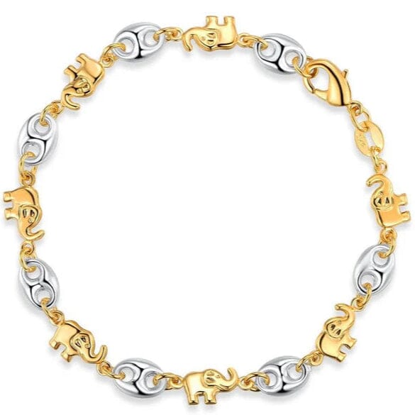 18K Gold Two-Tone Elephant Bracelet Outlet Great Deals