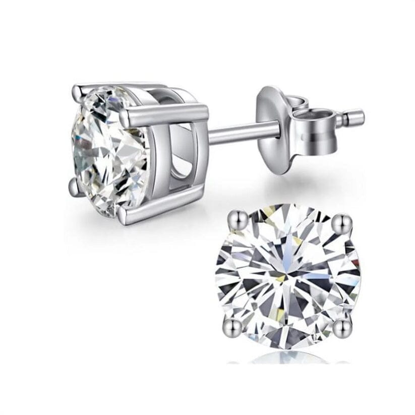 10K White Gold 1/2 Ct Round Created White Sapphire Stud Earrings Big Discount Online