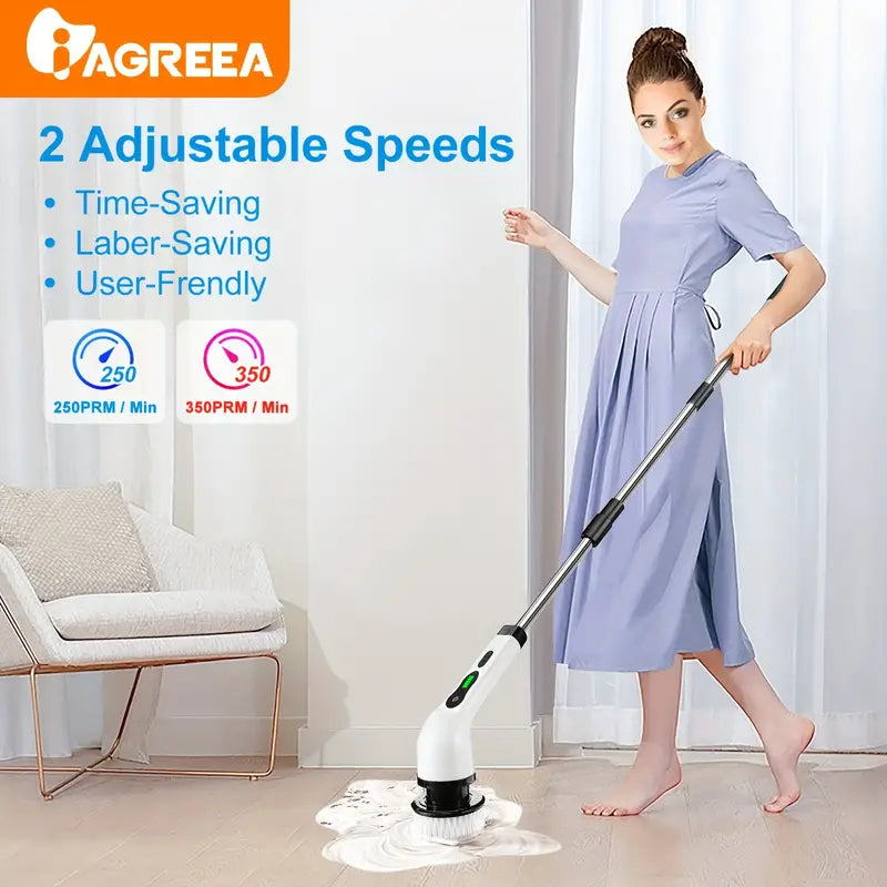 Electric Rotary Scrubber with Replaceable 8 Brush Heads and Adjustable Extension Handle Genuine Sale Online