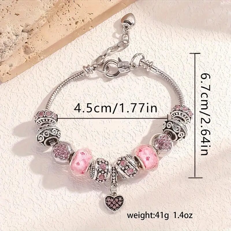 Pink Heart-Shaped Pendant Bracelet Shop Offer Online