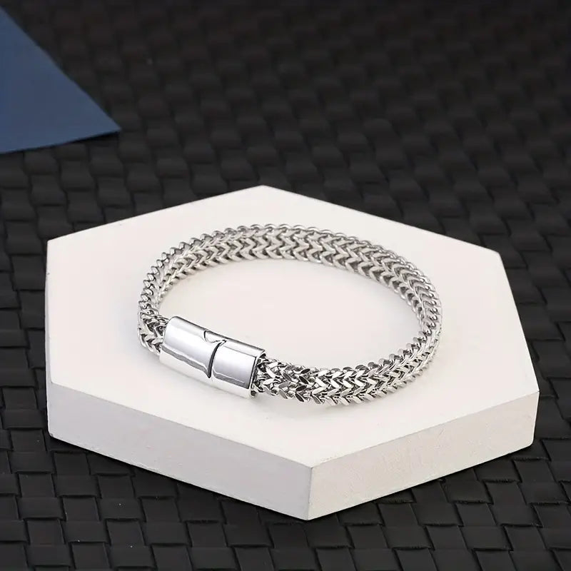 Men's Stainless Steel Braided Bracelet with Magnetic Clasp Clearance 2025 Unisex