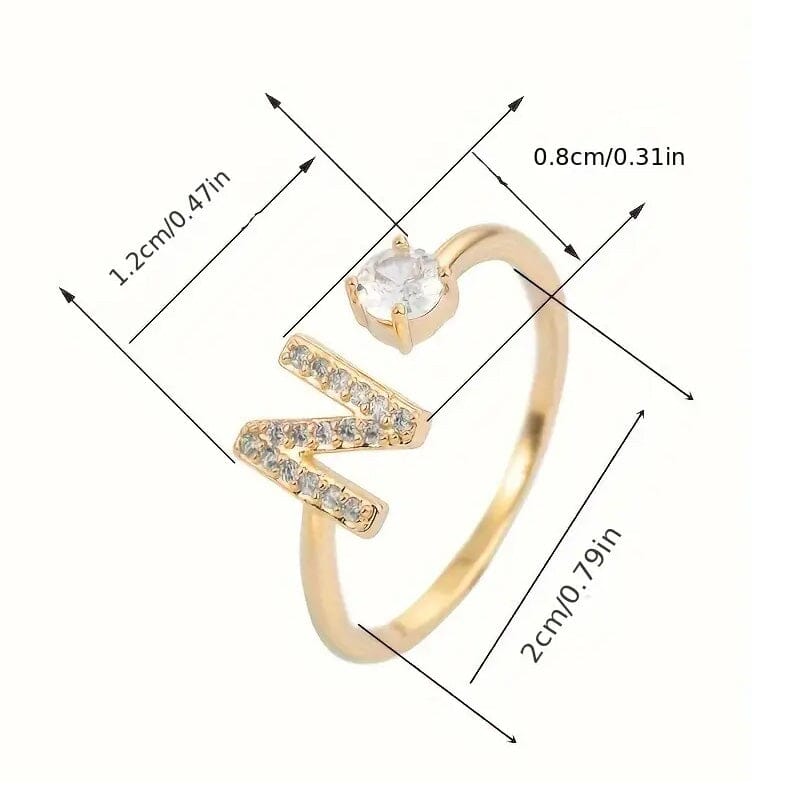 Adjustable Copper Initial Ring with Four-Claw Round Zirconia Looking For Cheap Pice