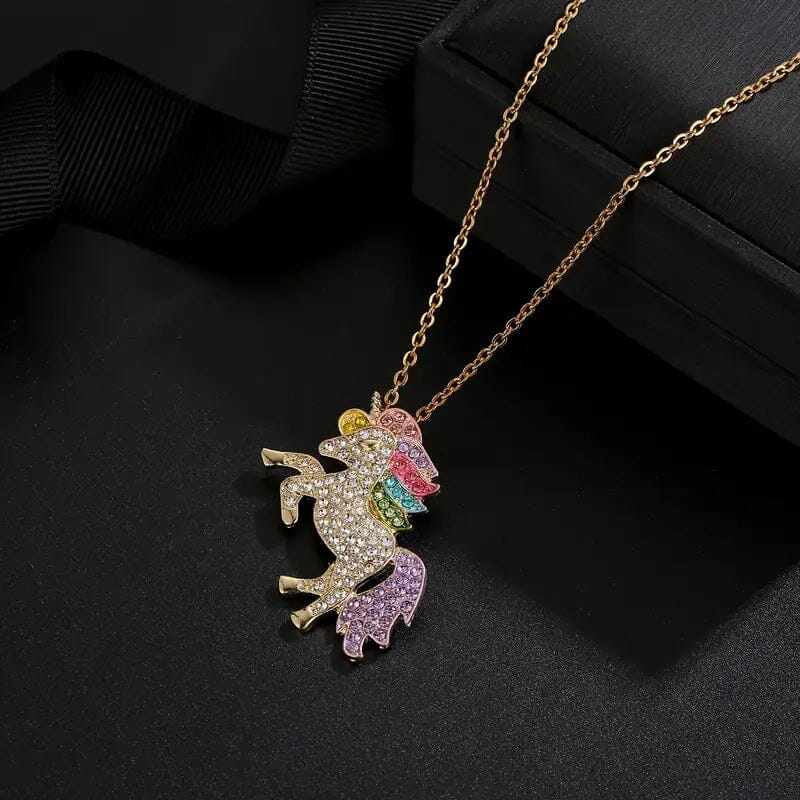 2-Piece Set: Rainbow-Colored Unicorn Necklace and Bracelet Choice For Sale