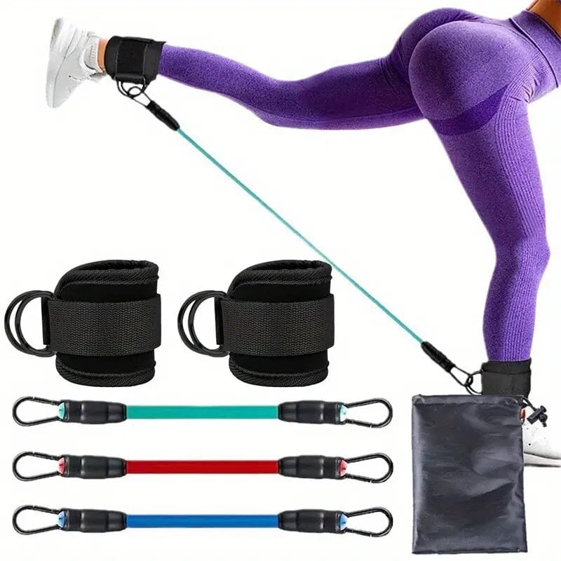 5-Piece: Resistance Band Set with Ankle Buckles Reliable For Sale