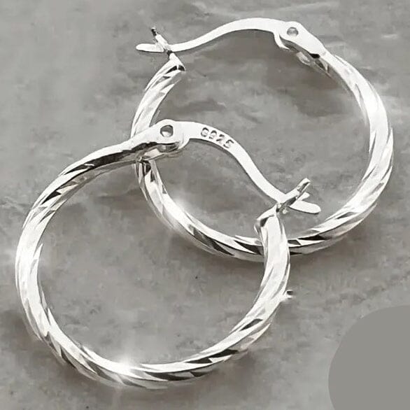 S925 Sterling Silver Geometric Twist Circle Hoop Earrings Fashionable