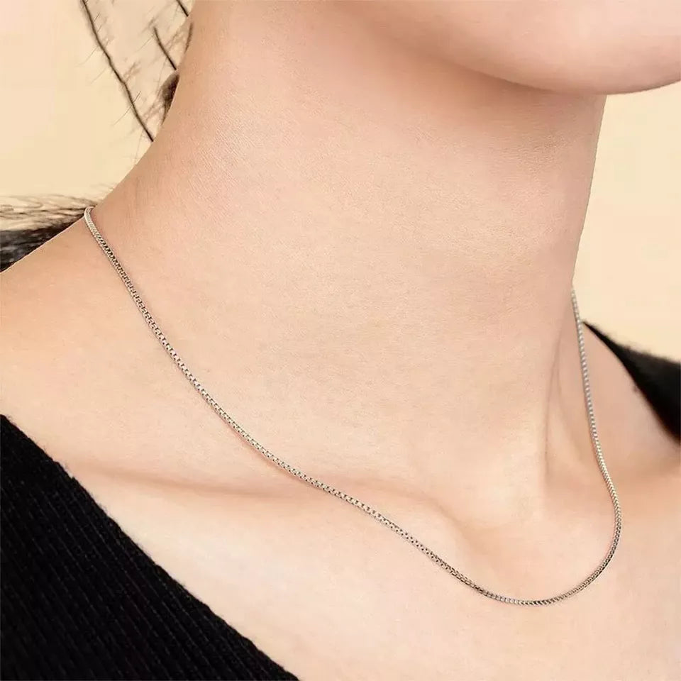 925 Sterling Silver Box Chain Necklace Discount Countdown Package