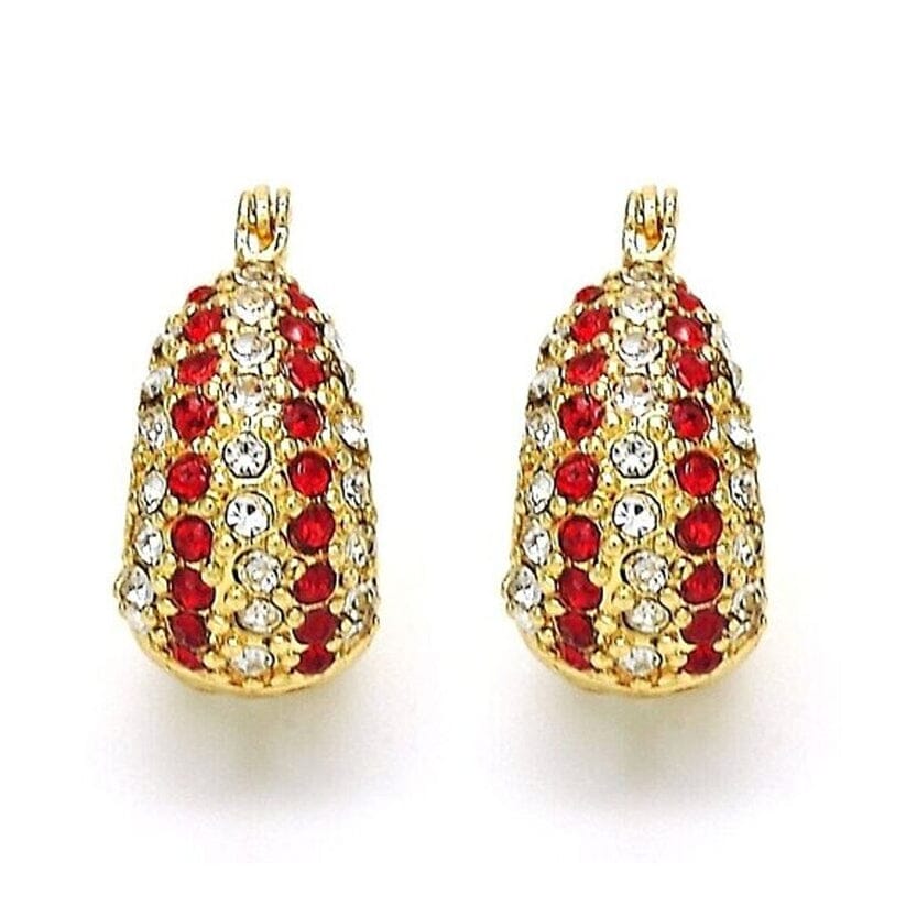 18K Gold-Filled High-Polish Red & White Crystal Earrings For Sale 2025