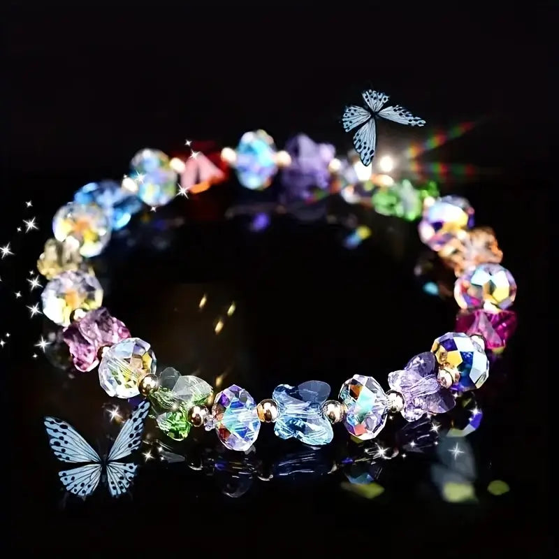 Butterfly-Shaped Artificial Crystal Beaded Charm Bracelet Wiki Sale Online