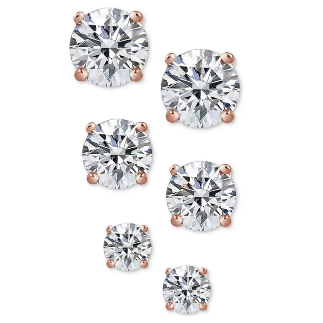 3-Pair Set: Sterling Silver Crystal Stud Earrings 2025 Newest Cheap Online