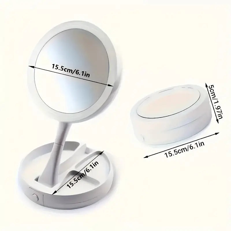 LED Vanity Mirror with Storage Tray, Dual-Sided 1X & 10X Magnification Cheap 2025 Newest