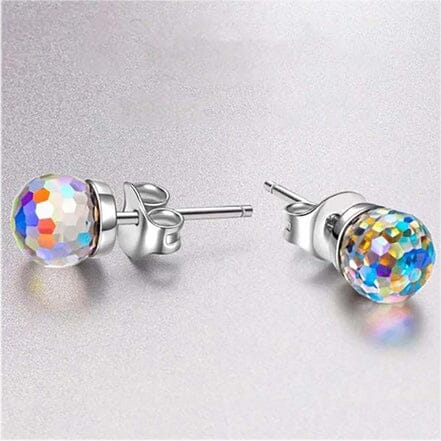 Aurora Borealis Swarovski Crystal Faceted Ball Stud Earrings Buy Cheap Popular