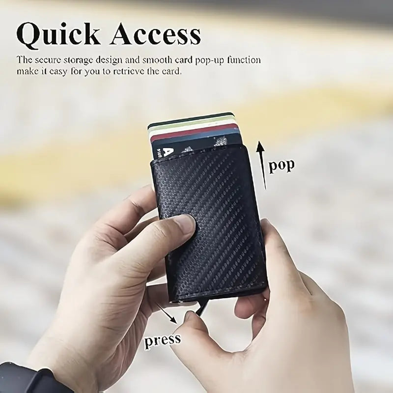 Carbon Fiber Credit Card Holder RFID Blocking, Slim Pop Up Minimalist Wallet Sale In China