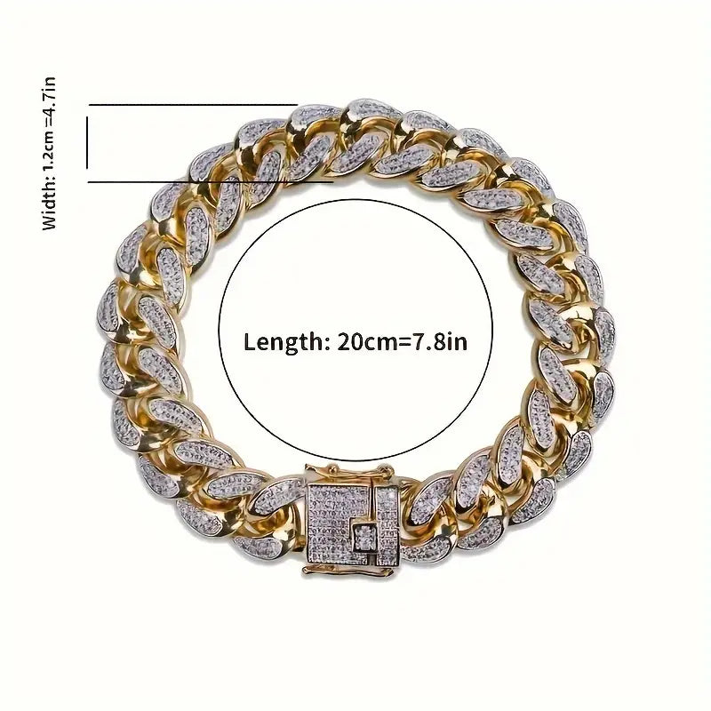 Iced Out Hip Hop Zircon Cuban Chain Bracelet for Men For Cheap Cheap Online