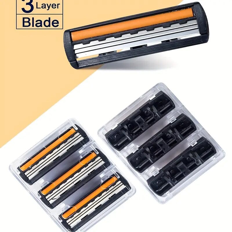 3-Layer Stainless Steel Razor Hair Removal 12 Shaving Blades and 1 Handle Cheap Low Pice Fee Shipping