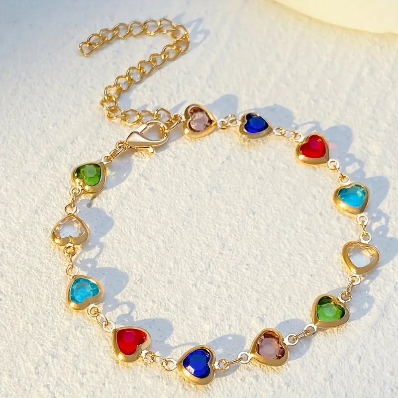 Colorful Heart-Shaped Zirconia Bracelet Wide Range Of Sale Online