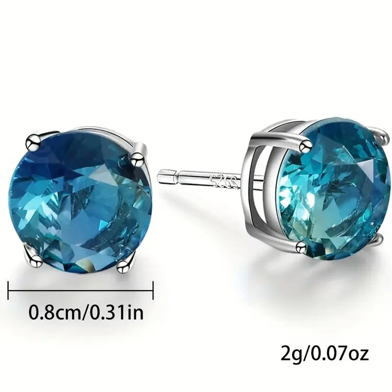 European and American Style Copper Earrings with Blue Zirconium For Sale For Sale