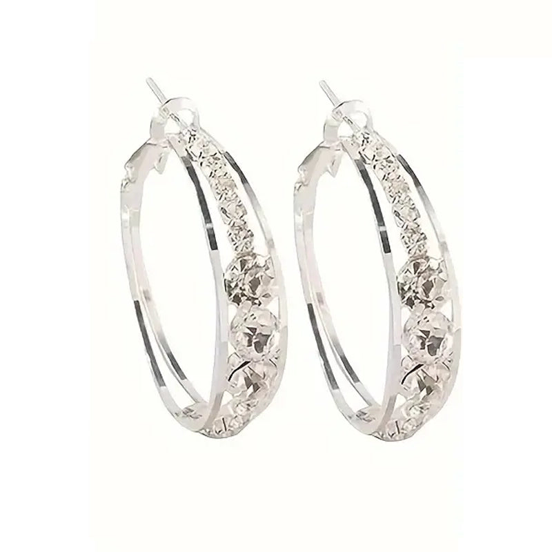 Hoop Earrings Inlaid Shiny Rhinestone For Ladies Fashion Style Online