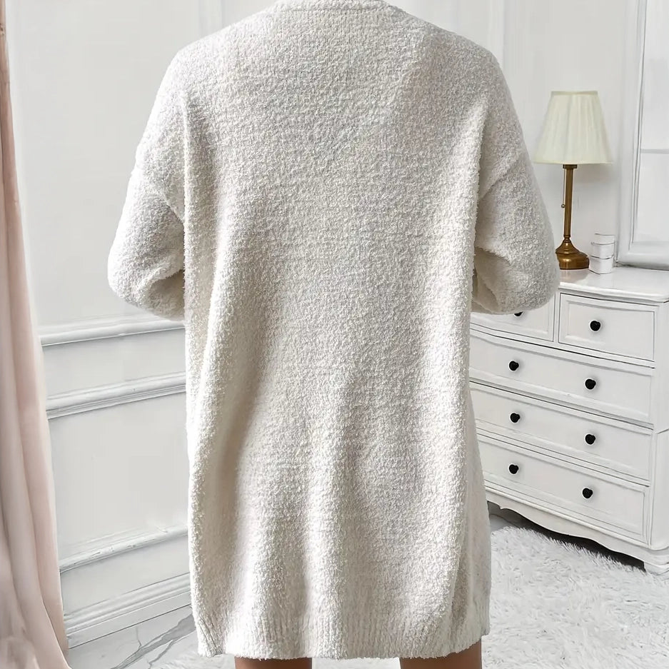 Cozy Women's Fleece Long Sleeve Cardigan Lounge Set, V Neck Tank Top and Shorts Quality Free Shipping For Sale