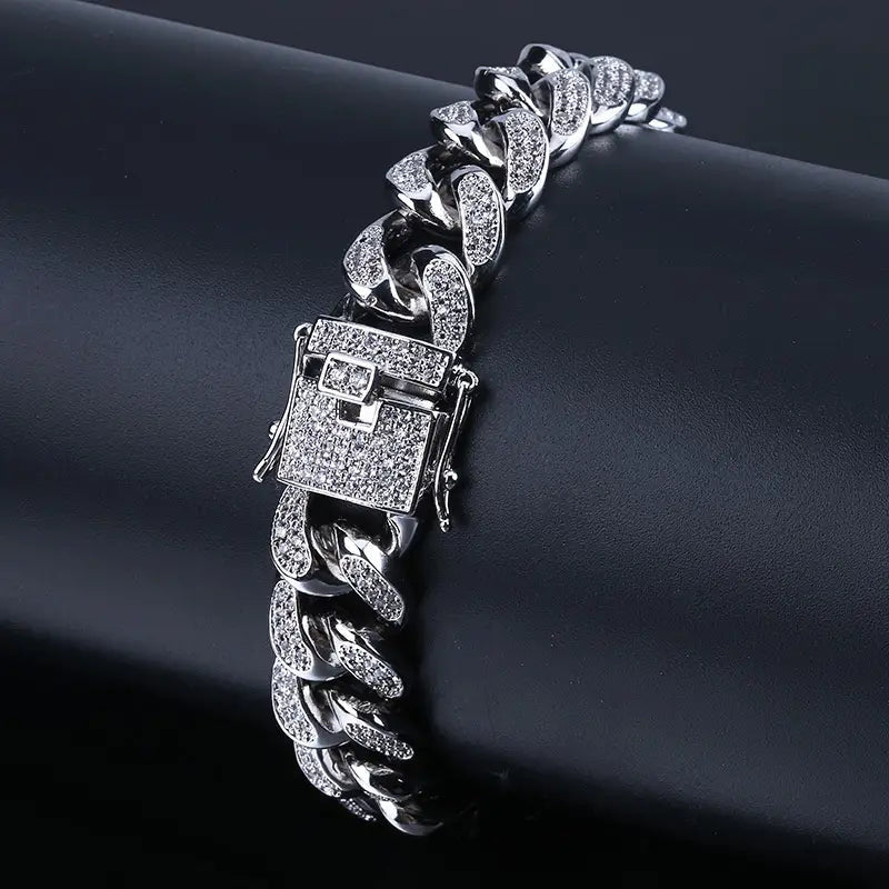 Iced Out Hip Hop Zircon Cuban Chain Bracelet for Men For Cheap Cheap Online