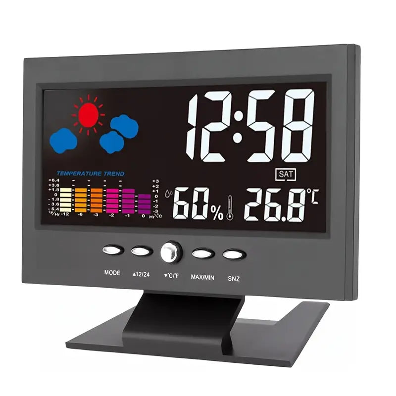 Vibrant Digital Weather Alarm Clock with Voice Control Browse For Sale