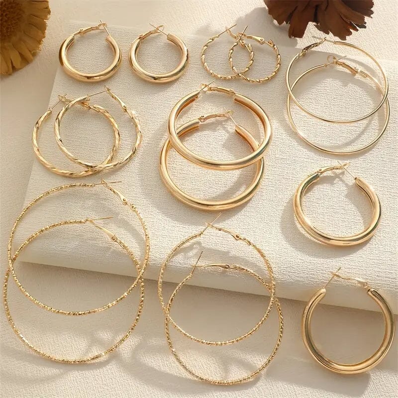 8-Pairs: Alloy Hoop Earrings Set Recommend Cheap Pice