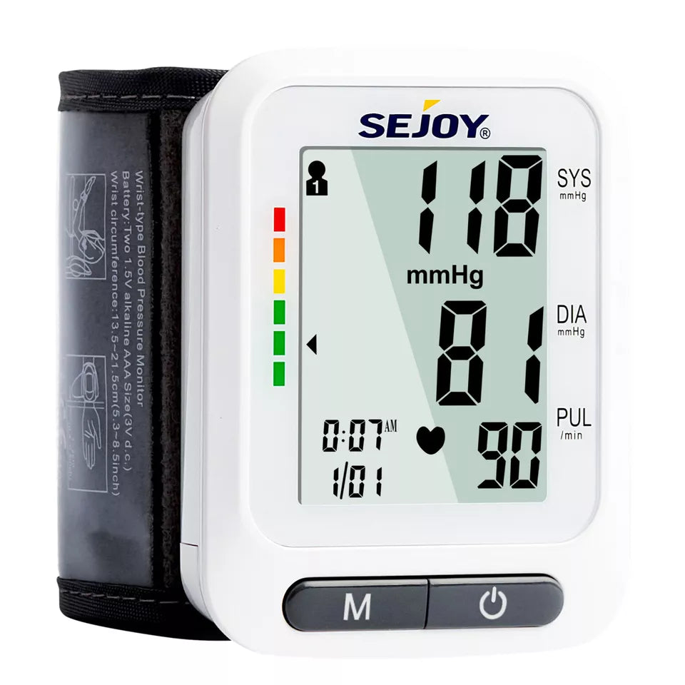 SEJOY Wrist Blood Pressure Monitor Automatic Digital Cuff Heart Rate BP Machine Countdown Package Cheap Online