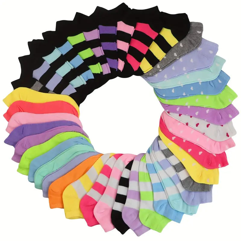 20-Pairs: Candy Color Socks, Casual & Breathable Low Cut Ankle Socks, Women's Stockings & Hosiery Clearance Amazon