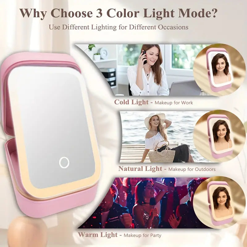 Travel Compact Touch Screen Tabletop Cosmetic Makeup Mirror with LED and 1200mAh Clearance Inexpensive