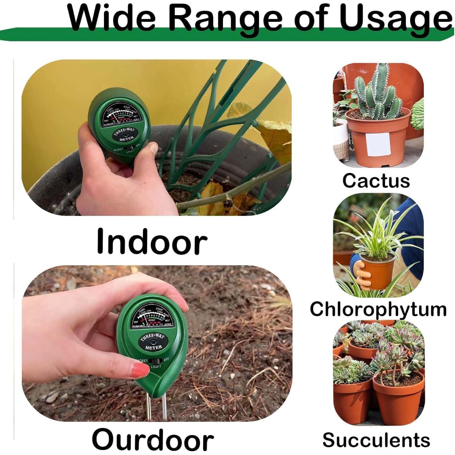 3-in-1 Soil Moisture Meter Probe Tester pH/Light for Plants Manchester Great Sale Online
