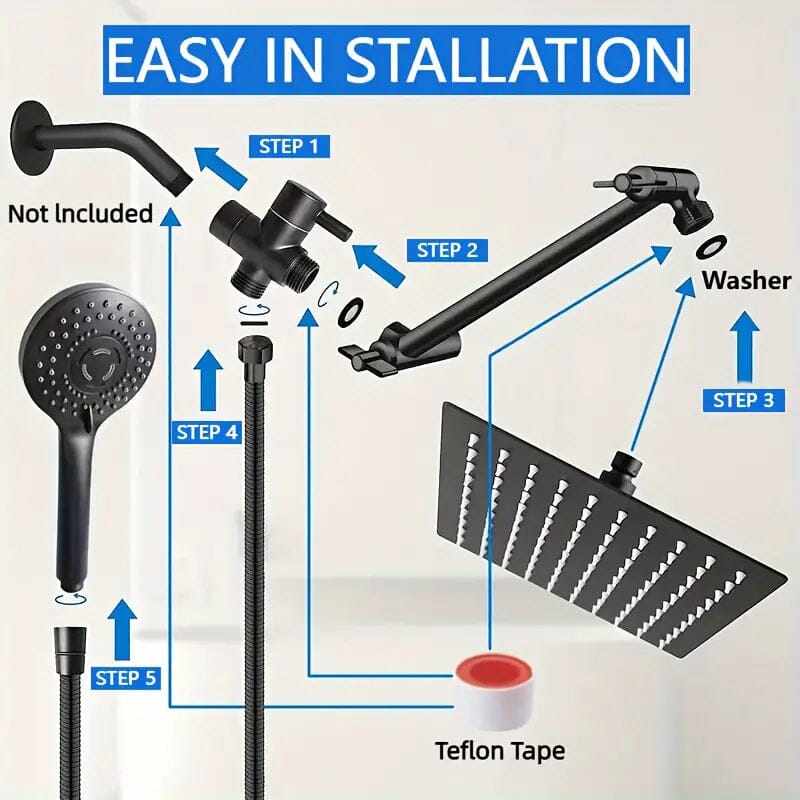 8-Inch High Pressure Showerhead with 11-Inch Adjustable Extension Arm Clearance 100% Guaranteed