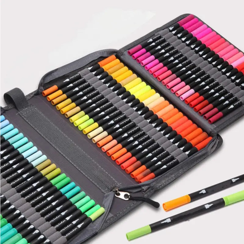 60-Pieces: Vibrant Double-Tip Brush Pens - Artist-Grade Fine & Brush Markers With Credit Card For Sale