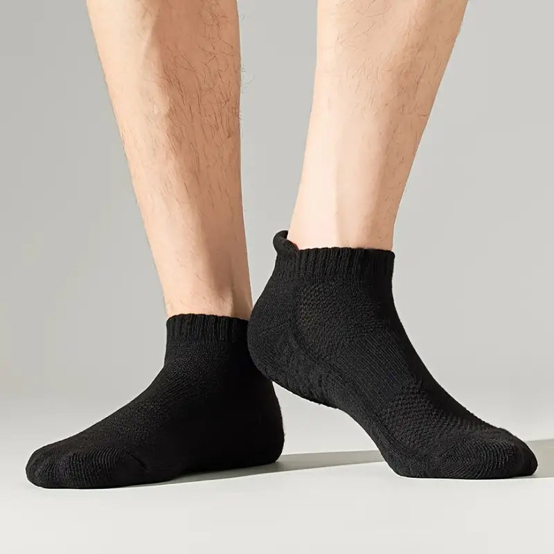 5-Pairs: Casual Ankle Boat Socks With Towel Bottom Sale Sast