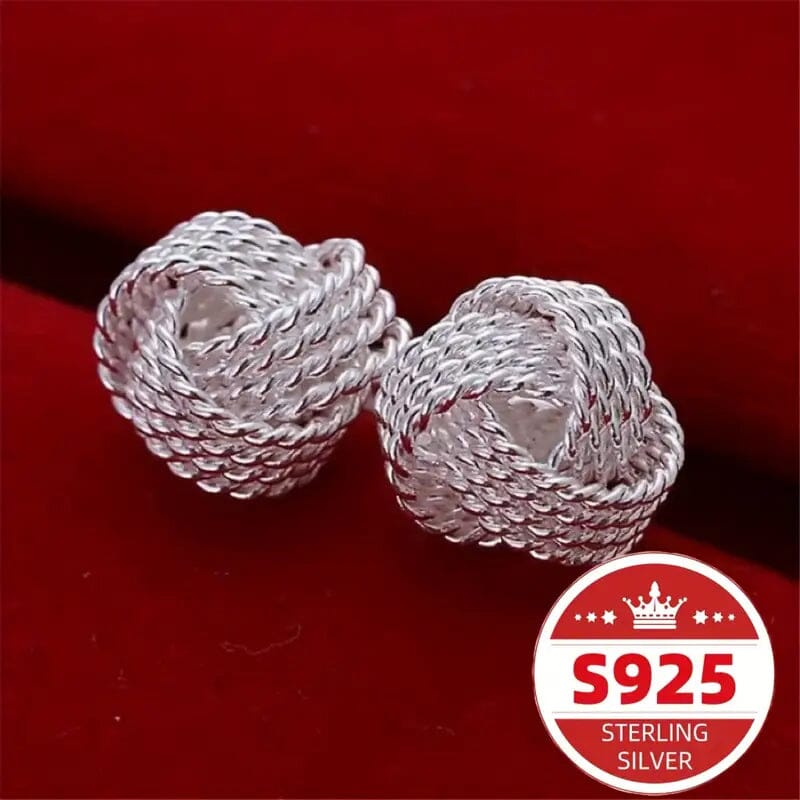 925 Sterling Silver Braided Ball Earrings Discount Sale Online