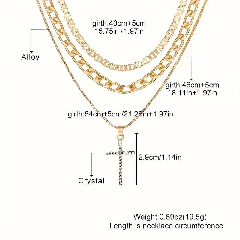 3-Piece: Women's Retro Luxury Artificial Crystal Cross Stackable Necklace Set Cheap Sale Comfortable