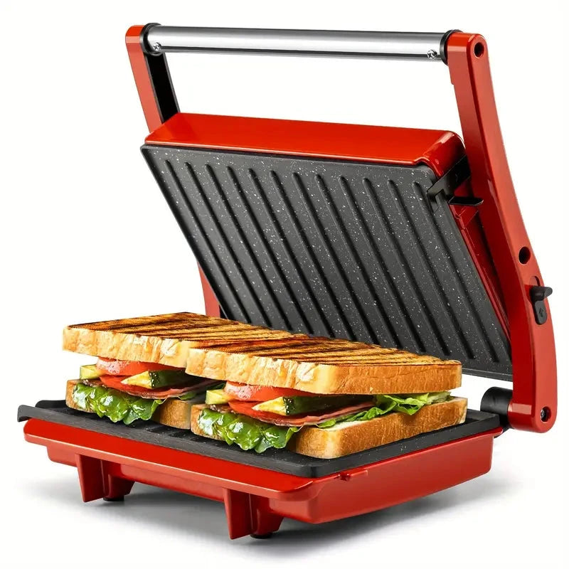 3-in-1 Electric Indoor Non-Stick Grill & Panini Press Sandwich Maker with Adjustable Temperature Control and Grease Tray Exclusive Online