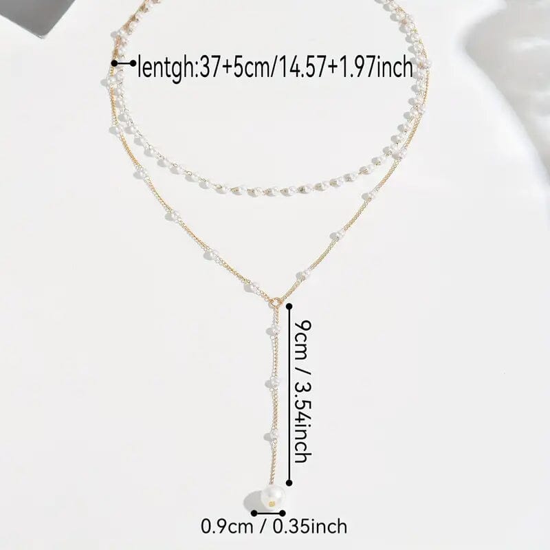 Elegant Vintage Style Double-Layer Pendant Necklace with Imitation Pearl Accents and Tassel Drop Authentic Cheap Pice