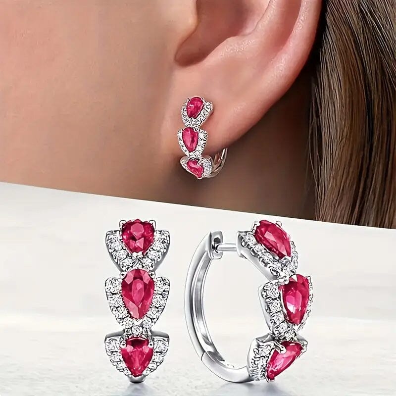 925 Sterling Silver Hoop Earrings with Synthetic Cubic Zirconia Buy Cheap Official Site