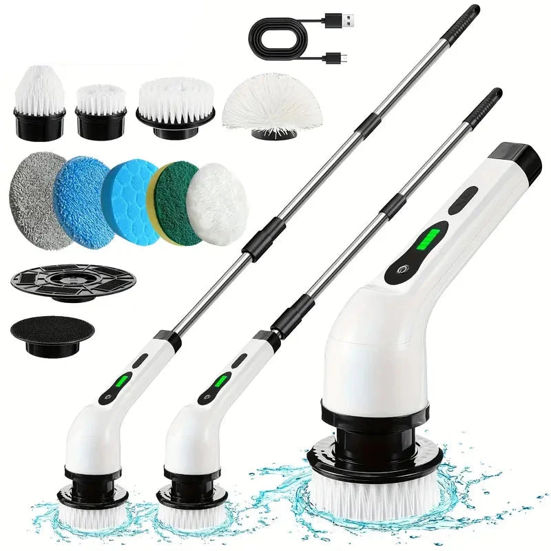 Electric Rotary Scrubber with Replaceable 8 Brush Heads and Adjustable Extension Handle Genuine Sale Online