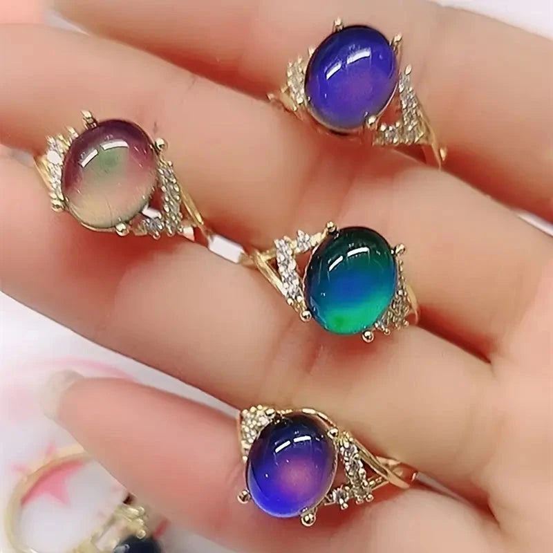 Boho Style Color Changing Mood Stone Cuff Rings Sale Supply