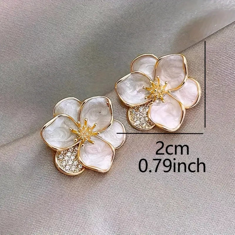 Zinc Alloy Pretty Sweet Flower Design Stud Earrings Inexpensive