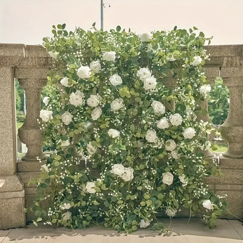 Artificial Eucalyptus Garland With Fake Roses & Gypsophila, Faux Floral Greenery Fashionable