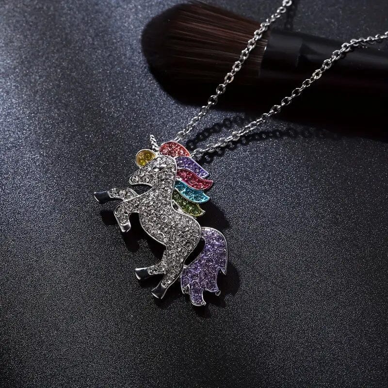 2-Piece Set: Rainbow-Colored Unicorn Necklace and Bracelet Choice For Sale