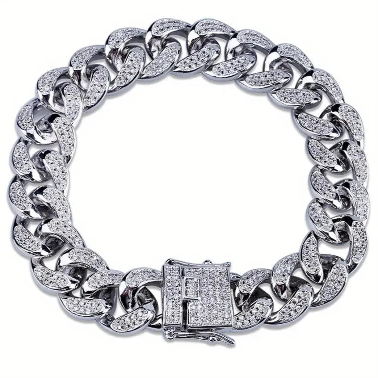 Iced Out Hip Hop Zircon Cuban Chain Bracelet for Men For Cheap Cheap Online