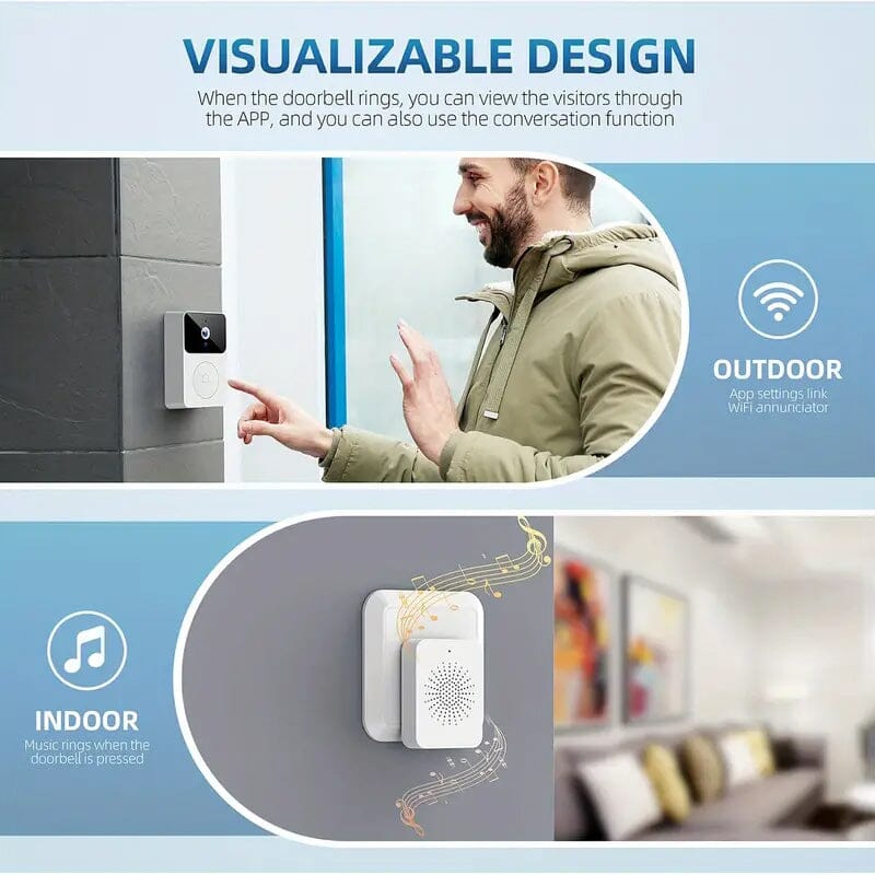 Wireless Smart Video Doorbell Camera with Night Vision and Motion Alerts Outlet Ebay