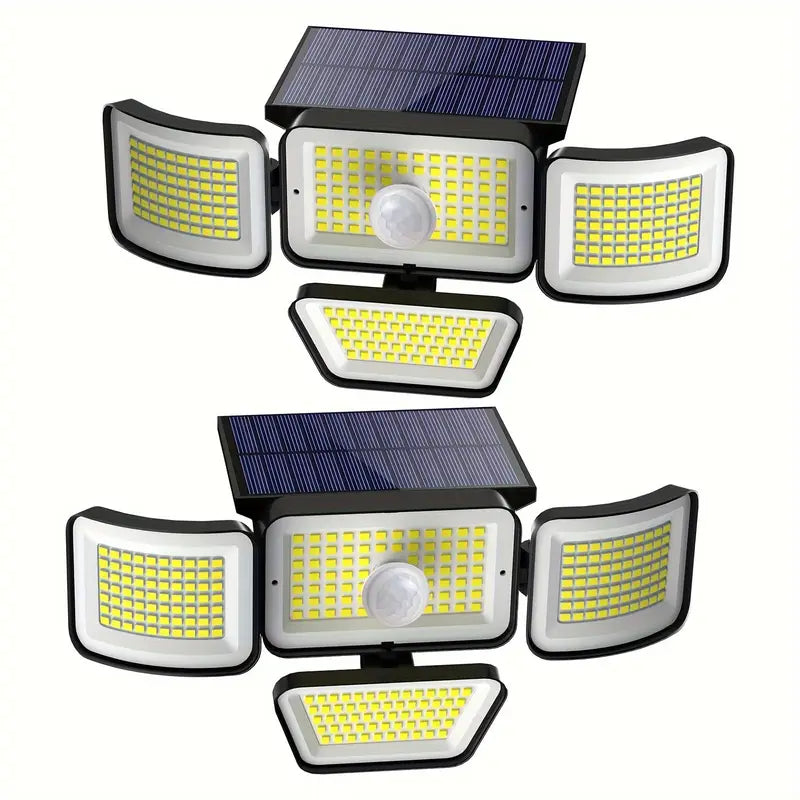 278LEDs 3000LM Motion Sensor 6500K Solar Powered, 4 Heads Security Flood, 300° Wide Angle Wall With 3 Modes Visa Payment