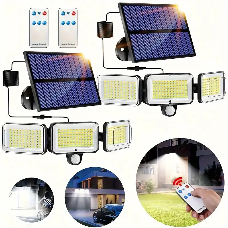 2-Pack: Split Solar Wall Light For Outdoor With Motion Sensor 3 Heads Discount Ebay