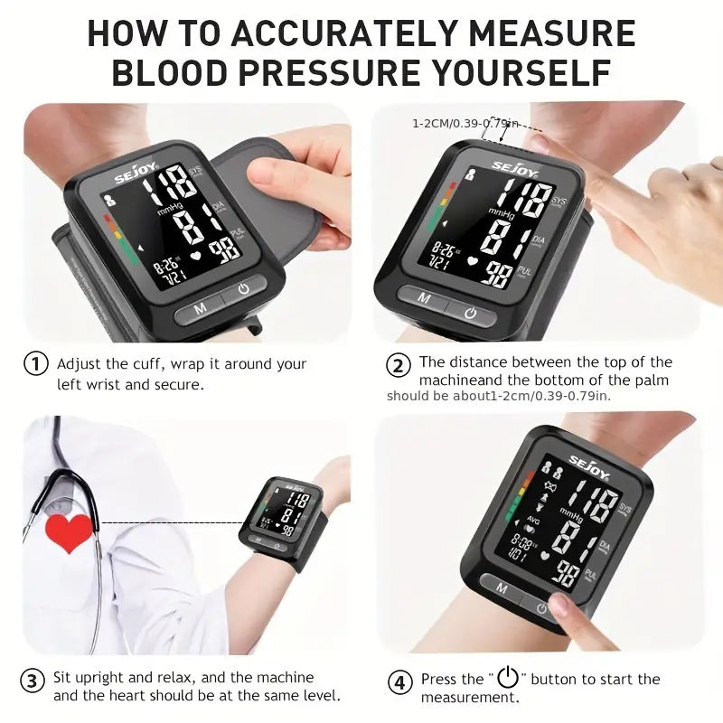 SEJOY Wrist Blood Pressure Monitor Automatic Digital Cuff Heart Rate BP Machine Countdown Package Cheap Online