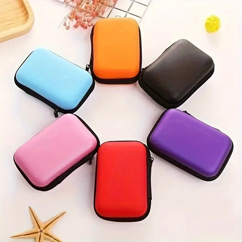 Mini Travel Portable Zippered Earphone, Coin, Jewelry, Accessory Box Clearance Footaction