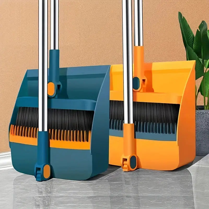 Long Handle Rotating Broom and Dustpan Set with Comb Tooth Cheap Sale Popular