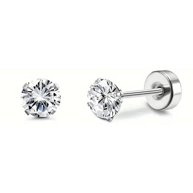 Women's Cubic Zirconia Surgical Stainless Steel Flat Back Earrings Outlet Official